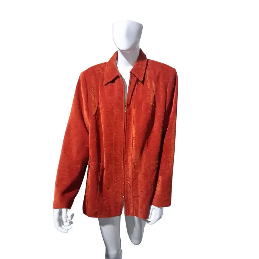 Vintage Conrad‎ C Classy Women's size 18 Velvet Burnout Sophisticated Zip Jacket